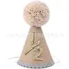 Sombrero de Arpillera 1/2 Sombrero de Cumpleaños para el Primer y Medio Año del Bebé con Pompón y Punta, Sombrero de Fiesta con Lentejuelas Número 1/2