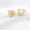Aretes de Clavo Huecos con Forma de Hoja Dorados en Cobre con Retención de Color Fuerte Accesorios para Pendientes Hechos a Mano DIY Materiales Simples y Versátiles