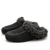 2026 Nieve Retro Rodete de Pelo Rizado Zapatillas Perezosas Mujer Moda Versátil Mate Suela Plana Punta Cuadrada Birkenstock Medias Zapatillas Modernas