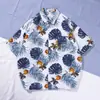 Camisa Hawaiana de Flores de Playa de Manga Corta para Hombre Holgada cec Super Fuego Estilo Puerto Retro Chaqueta Camisa Ropa de Hombre