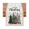 Novo caminho de mesa de Natal transfronteiriço com estampas de boneco de neve de inverno e sinos, feito de linho, para criar uma decoração de mesa de Natal festiva
