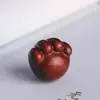 Llavero con colgante de garra de gato de dibujos animados, de sándalo curativo, con bola pequeña de palisandro, accesorios para manualidades.