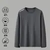 Camiseta Masculina de Manga Longa 2026, Blusa Soltinha de Gola Redonda para Primavera e Outono, Camisa Fina de Camada Base, Versátil