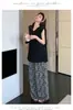 Conjunto de Moda Sem Mangas Estilo Preguiçoso com Top Soltinho + Calça Pantalona Floral Sem Alças Pós-Parto Usável para Gestantes