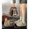 Zapatos de Nieve de Algodón Cálido con Suela Gruesa y Terciopelo para Mujer 2026 Nuevo Estilo Invierno Versátil Tacón Oculto Suela Suave Zapatos de Piel Engrosada