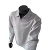 Camisa polo Henley de manga larga para hombre Cleanfit, adecuada para primavera y otoño, con un estilo retro americano, un corte holgado y un diseño de color liso