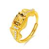 Anillo de Topacio Astolita Natural Textura Estirada por Alambre Plata de Ley s925 Anillo sin Color Para Mujer Caperucita Roja Explosiones