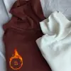 Camiseta Básica de Cuello Alto Forrada de Polar para Mujer 2026 Versátil Estilo Coreano de Moda Otoño e Invierno Camiseta de Manga Larga Ajustada para Mujer