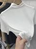 Elegante estilo cómodo y fácil de llevar camiseta de manga corta con cuello medio alto ajustada para mujer Primavera nueva camiseta interior ajustada adelgazante