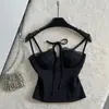 88846 Estilo Chica Caliente Tirante de Cuerda Top Corto tipo Camisola de Vacaciones para Mujer, Adelgazante y Elegante