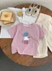 Roupa de Verão Infantil Masculina com Manga Curta Camiseta de Desenho Animado 2025 Nova Estilo Coreano Roupas Infantis Femininas Moda Verão Tendência de Manga Meia