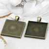 Venta directa de fábrica, collar con base de aleación con patrón cuadrado de un solo lado de plata antigua, accesorios de joyería DIY al por mayor