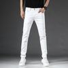 Verão nova marca de moda europeia masculina elástica calças jeans skinny estação europeia luz luxo branco casual calças