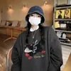 Sudadera de Algodón Estampada Gato Otoño e Invierno Cuello Redondo de la Fábrica Original 2026, Holgada Perezosa Gruesa Forro Polar Pesado