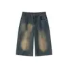 Shorts Jeans Cropped Plus Size para Mulheres, Verão, Estilo Americano Vintage, Soltos, Emagrecimento, Cintura Alta, Perna Reta, Perna Larga, Comprimento Médio