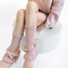 Pierneras Holgadas Estilo Miu Otoño e Invierno Estilo Coreano Color Sólido Básicas Versátiles Calientes Ligeramente Acampanadas Rayas Verticales Empalmadas Cubrecalcetines Cola de Pavo Real