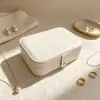Bolsa portátil para joyas para viajes transfronterizos, caja de almacenamiento de joyas de cuero PU, caja de almacenamiento hecha a mano a prueba de polvo para anillos y pendientes con cuentas