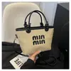 Bolsa Feminina de Palha Tecida Moda Coreana e Japonesa Tendência Bolsa de Mão de Palha Nicho 2026 Sacola de Ombro Nova Bolsa de Balde Transversal