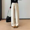 Super modeladores e confortáveis de usar~ Calça casual de corte reto estreito com cordão na cintura elástica e color blocking feminina nova outono inicial 2026 H092213