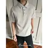 Moda Versátil Estilo Perezoso Nueva Camisa Polo Estilo Japonés Manga Corta para Hombre Camiseta de Color Sólido con Cuello Ropa Pesada para Pareja Estilo Japonés