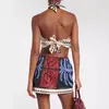 Vestido de playa con estampado de cuello colgante sexy de verano europeo y americano de estación independiente transfronteriza 2024