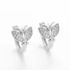 Brincos de Borboleta Estilo Fresco com Zircônia Europeus e Americanos Transfronteiriços para Mulheres, Presilhas de Orelha Moda Nicho, Acessórios de Orelha com Design de Inseto Vintage