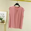 Camiseta de Algodón Estilo Coreano Elegante Oversize de Talla Grande para Mujer, Manga Corta Suelta con Cuello Redondo, para Commuter, Verano 2025
