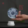 Porta-copos redondo de porcelana azul e branca Yuerui para uso doméstico conjunto de chá kung fu almofada de isolamento térmico bandeja de chá acessórios para cerimônia do chá bandeja para sobremesas e frutas atacado