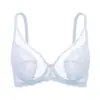 Nuevo Sujetador de Encaje Sexy Europeo y Americano con Aros Laterales que Recogen el Pecho, Ultra Delgado, Ropa Interior para Mujer, Hace que los Pechos Grandes Parezcan Más Pequeños