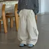 Loja de Algodão Calças Cargo para Meninos Outono Calças Infantis 2026 Novo Estilo Coreano Moletom Listrado Conjunto de Roupas Casuais para Crianças