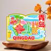 Ímãs de geladeira Qingdao adesivos decorativos magnéticos de madeira Shandong lembranças turísticas pontos turísticos wengchuang ímãs de geladeira atacado
