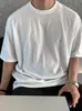 Camiseta de Manga Corta de Color Sólido Estilo Simple MYQ para Hombre, Camiseta Corta de Cuello Redondo Pequeño de Verano, Media Manga Estilo Coreano para Ir al Trabajo