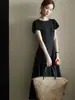 Lalaglow Vestido Largo Brillante de Seda Estilo Francés, Falda Drapeada de 12 Piezas, Lana Tencel para Adelgazar con Ceñidor en la Cintura para Mujer, Verano