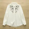 Camisa larga bordada floral de manga larga suelta para mujer, estilo vintage versátil artístico, nueva para primavera y otoño, transfronteriza de Amazon Europa y América