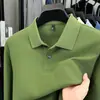 Camisa polo hexagonal de piqué de algodón 100% mercerizado de manga larga para hombre, camiseta básica de otoño e invierno, camiseta de cuello con botones de algodón puro