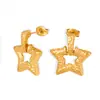 Nuevos Pendientes Estilo Chino Estilo Hong Kong Retro Estrella Estrella de Cinco Puntas Huecos Mini Versátiles Estrella Pequeña Pendientes Elegantes para Mujer