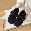 Sapatos de Algodão Fofos Femininos Roupa Externa Estilo Coreano Aumento Interno da Altura Solado Grosso Corte Baixo Sapatos de Algodão Uma Tira Solado Macio Mary Janes Sapatos Quentes