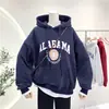 Sudadera con capucha a precio real para mujer, forrada de vellón, gruesa, para otoño e invierno, nueva chaqueta holgada de talla grande con estampado de letras de estilo coreano.