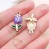 Estilo Ins Morado Soñador Aleación Goteo de Aceite Pluma Corazón de Uva Colgante DIY Pendientes Llavero Pulsera Accesorios de Joyería