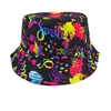 Sombrero de Pescador Estampado Transfronterizo, Reversible, Unisex, Sombrero Versátil con Protección Solar para Actividades al Aire Libre, Sombrero de Cubo Retro con Graffiti