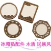 Estilo Antiguo Brocado Song Imán para Nevera Accesorios de Marco de Madera DIY Montaje de Marco Redondo para Foto Bordado Pieza de Madera Accesorios Hechos a Mano para Imán de Nevera