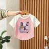 Ropa Nueva de Verano para Niños y Niñas, Camisetas de Manga Corta Bloque de Color 100% Algodón Estilo Coreano, Estampados de Dibujos Animados para Niños, Camisetas Versátiles Casuales de Verano de Moda