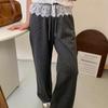 Nuevos Pantalones de Pierna Ancha con Retazos de Encaje y Lunares para Mujer Primavera 2027 Cintura Elástica Caída Sueltos Rectos Casuales de Longitud Completa