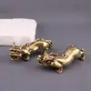 Par de Ornamentos de Mascota de Té Pixiu de Latón Puro Sólido, Decoraciones Creativas de Cobre para Escritorio, Adornos de Cobre para Decoración del Hogar