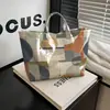 2026 Nova Bolsa de Mão Transfronteiriça Temu Site Independente Impermeável PVC+Lona Portátil para o Dia a Dia Bolsa de Ombro Bolsa Tote