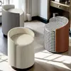 Banqueta de Maquiagem Nórdica para Uso Doméstico, Banqueta de Penteadeira, Acessório de Foto da Moda, Cadeira de Luxo Leve para Sala de Estar, Banqueta Redonda Baixa Simples para Manicure