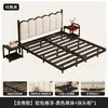 Cama Flotante de Hierro Forjado, Diseño Moderno Simple para Dormitorio del Hogar, Cama Matrimonial para Alquiler, Cama de Hierro Forjado con Marco de Hierro Reforzado y Acolchado Suave Suspendido