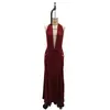 Comercio Exterior Ropa de Mujer Estilo Europeo y Americano 2026 Primavera/Verano Nueva Moda Sexy Halter con Escote Profundo Espalda Descubierta Abertura Color Sólido