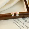 Pendientes de Flor Rosa con Circonita y Perla para Mujer 2026 Nuevo Estilo Caliente Lujo Ligero Diseño de Nicho de Gama Alta Pendientes Dulces