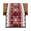 Nuevo Camino de Mesa para Festival Navideño Estampado de Muñeco de Nieve Invernal con Cascabeles Material de Lino Atmósfera Decoraciones para Mesa de Comedor Navideña